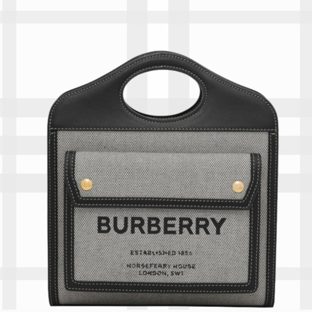 BURBERRY Horseferry Logo Canvas and Leather Pocket Bag - Picture 1 of 14